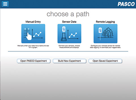 SPARKvue Choose a Path Screen